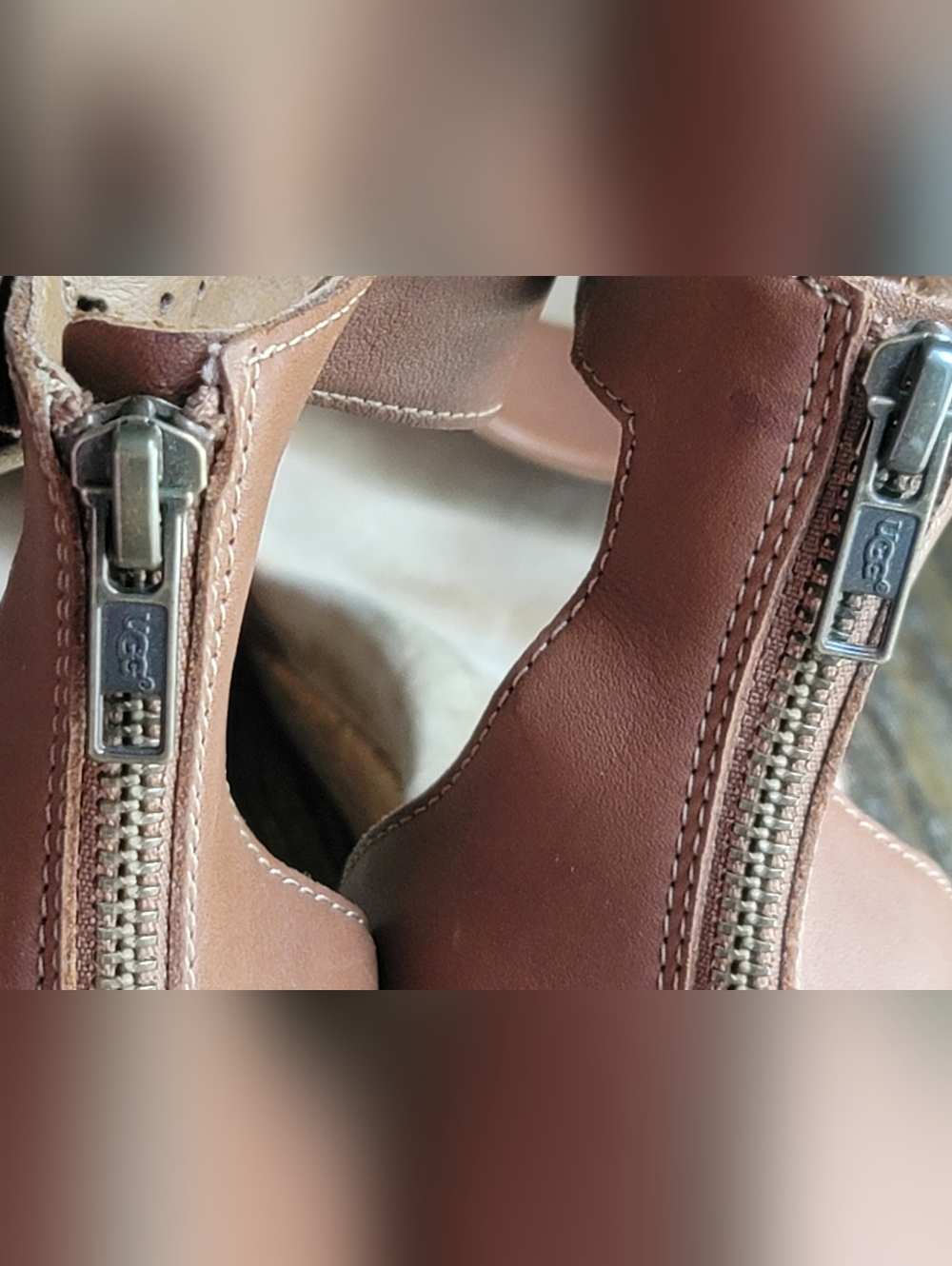 UGG Women's Brown Leather Ankle-Strap Sandals - Picture 3 of 10